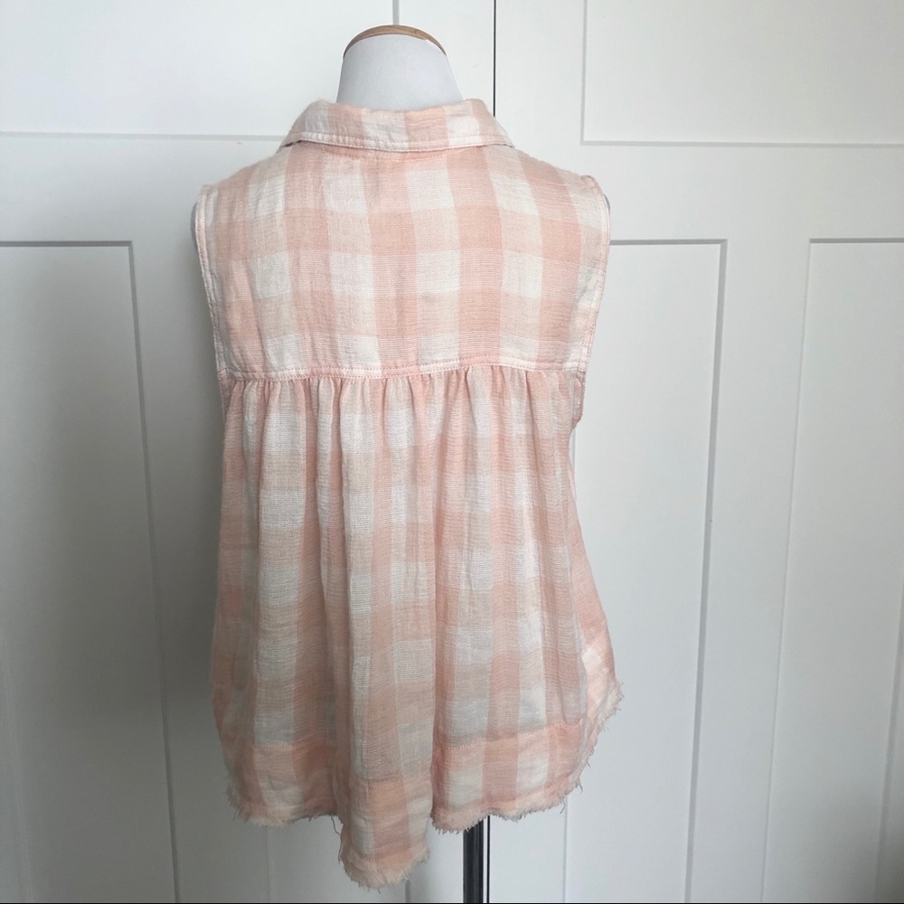 ❌SOLD❌Free People Check Plaid Sleeveless Top Fray - Picture 4 of 7